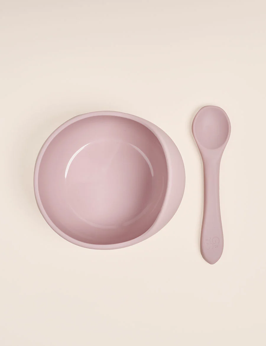Giggle & Sprout Silicone Bowl & Spoon - Pink - Image 2
